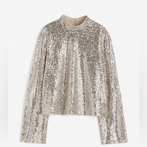 Sequinned Blouse Light Beige